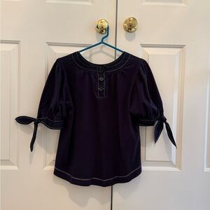 Anthropologie Dark Blue Button-Up Blouse Women’s Large